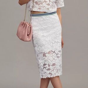 Anthropologie Maeve Sporty Striped Lace Midi Skirt